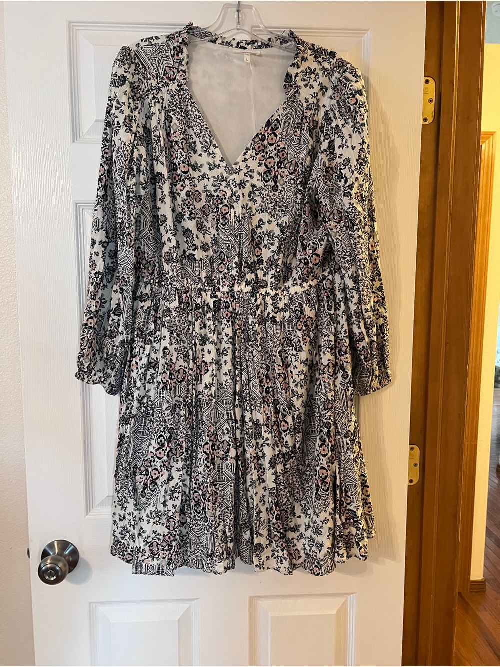 Maurices Boho Long Sleeve Floral V-Neck Dress